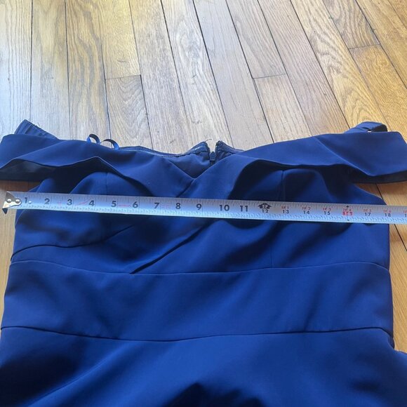 Aidan Mattox Size 14 Royal Blue Sweetheart Neck High Low Gown Cocktail Dress - Picture 9 of 16
